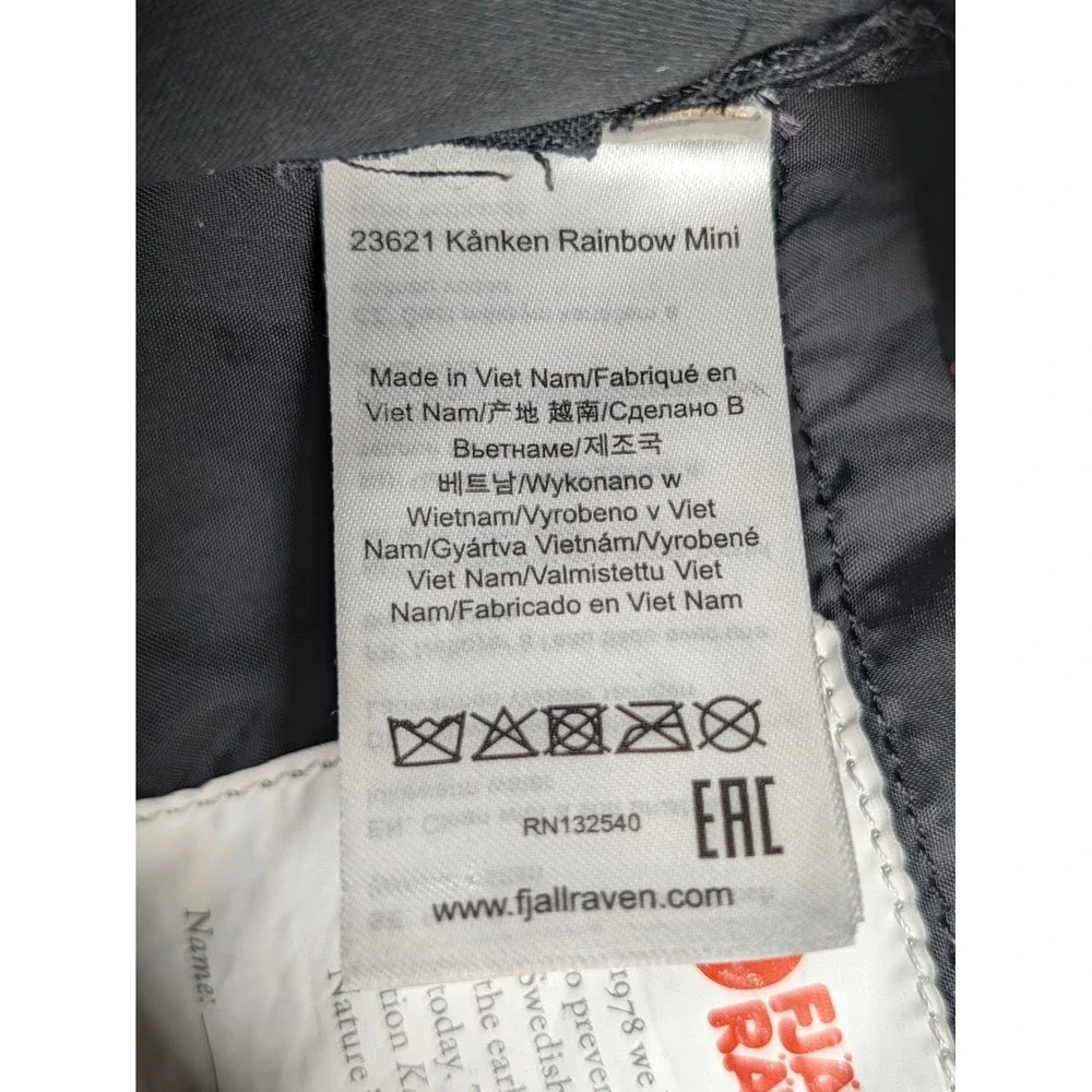 Fjallraven Unisex Backpack Kanken Rainbow Mini 23621 Vinylon F Black One Size